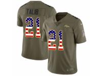 Men Nike Denver Broncos #21 Aqib Talib Limited Olive/USA Flag 2017 Salute to Service NFL Jersey