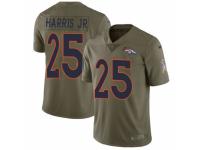 Men Nike Denver Broncos #25 Chris Harris Jr Limited Olive 2017 Salute to Service NFL Jersey