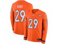 Men Nike Denver Broncos #29 Bradley Roby Limited Orange Therma Long Sleeve NFL Jersey