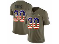 Men Nike Denver Broncos #30 Terrell Davis Limited Olive/USA Flag 2017 Salute to Service NFL Jersey