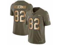 Men Nike Denver Broncos #82 Jeff Heuerman Limited Olive/Gold 2017 Salute to Service NFL Jersey