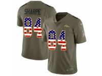 Men Nike Denver Broncos #84 Shannon Sharpe Limited Olive/USA Flag 2017 Salute to Service NFL Jersey