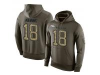 Men Nike NFL Denver Broncos #18 Peyton Manning Olive Salute To Service KO Performance Hoodie