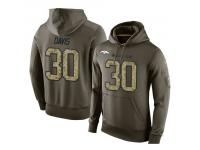 Men Nike NFL Denver Broncos #30 Terrell Davis Olive Salute To Service KO Performance Hoodie