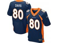 Men Nike NFL Denver Broncos #80 Vernon Davis Authentic Elite Navy Blue Jersey