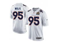 Men Nike NFL Denver Broncos #95 Derek Wolfe Super Bowl 50 Game White Jersey