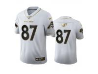 Men Noah Fant Broncos White 100th Season Golden Edition Jersey