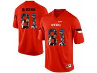 Men Oklahoma State Cowboys #81 Justin Blackmon Orange With Portrait Print College Football Jersey