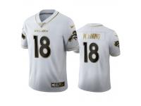 Men Peyton Manning Broncos White 100th Season Golden Edition Jersey