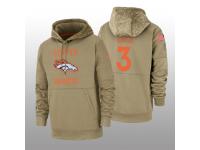 Men's 2019 Salute to Service Drew Lock Broncos Tan Sideline Therma Hoodie Denver Broncos