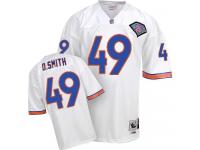 Men's Authentic Dennis Smith #49 Mitchell and Ness White Road Jersey - NFL Denver Broncos 75th Patch