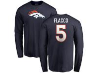 Men's Denver Broncos Joe Flacco NFL Pro Line Navy Name & Number Logo Long Sleeve T-Shirt