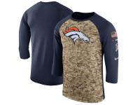 Men's Denver Broncos Nike Camo Navy Salute to Service Sideline Legend Performance Three-Quarter Sleeve T-Shirt