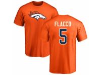 Men's Football Denver Broncos #5 Joe Flacco Orange Name & Number Logo T-Shirt