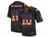 Men's Nike Denver Broncos #10 Emmanuel Sanders Elite Black USA Flag Fashion NFL Jersey