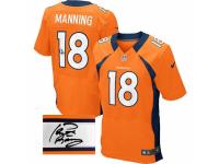 Men's Nike Denver Broncos #18 Peyton Manning Orange Team Color Elite Autographed NFL Jersey