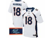 Men's Nike Denver Broncos #18 Peyton Manning White Elite Autographed NFL Jersey