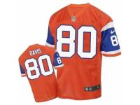 Men's Nike Denver Broncos #80 Vernon Davis Elite Orange Throwback NFL Jersey