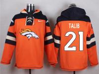 NFL Denver Broncos (CB) #21 Aqib Talib Men Orange Pullover Hoodie