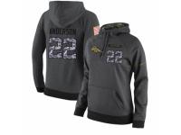 NFL Women's Nike Denver Broncos #22 C.J. Anderson Stitched Black Anthracite Salute to Service Player Performance Hoodie