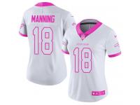 Nike Broncos #18 Peyton Manning White Pink Women Stitched NFL Limited Rush Fashion Jersey