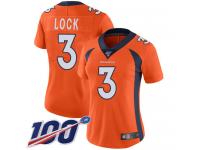 Nike Broncos #3 Drew Lock Orange Team Color Women's Stitched NFL 100th Season Vapor Limited Jersey