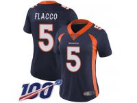 Nike Broncos #5 Joe Flacco Navy Blue Alternate Women's Stitched NFL 100th Season Vapor Limited Jersey