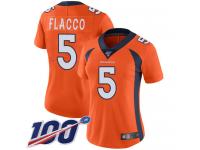 Nike Broncos #5 Joe Flacco Orange Team Color Women's Stitched NFL 100th Season Vapor Limited Jersey