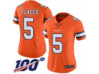 Nike Broncos #5 Joe Flacco Orange Women's Stitched NFL Limited Rush 100th Season Jersey