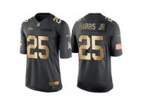 Nike Denver Broncos #25 Chris Harris Jr Anthracite 2016 Christmas Gold Men's NFL Limited Salute to Service Jersey