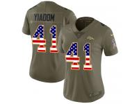 Nike Isaac Yiadom Limited Olive USA Flag Women's Jersey - NFL Denver Broncos #41 2017 Salute to Service