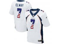 Nike John Elway Elite White Road Men's Jersey - NFL Denver Broncos #7 USA Flag Fashion