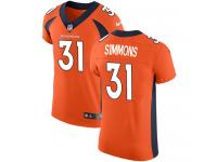 Nike Justin Simmons Elite Orange Home Men's Jersey - NFL Denver Broncos #31 Vapor Untouchable