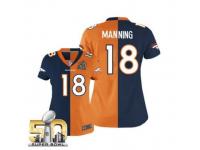 Peyton Manning Women's Jersey Denver Broncos 18 Alternate Team Two Tone Super Bowl 50 Bound Nike NFL