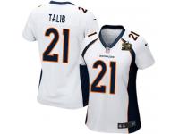 Super Bowl 50 #21 Aqib Talib Denver Broncos Road Jersey _ Nike Women's White NFL Game