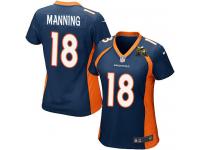 Super Bowl 50 Denver Broncos Peyton Manning Women's Alternate Jersey - Navy Blue Nike NFL #18 Game