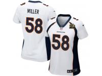 Super Bowl 50 Denver Broncos Von Miller Women's Road Jersey - White Nike NFL #58 Game