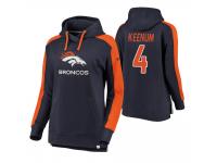 Women Denver Broncos #4 Case Keenum Navy-Orange Iconic Color Block Pullover Hoodie