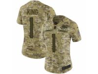 Women Nike Denver Broncos #1 Marquette King Limited Camo 2018 Salute to Service NFL Jersey