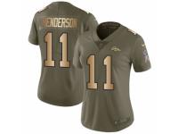 Women Nike Denver Broncos #11 Carlos Henderson Limited Olive/Gold 2017 Salute to Service NFL Jersey