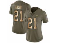 Women Nike Denver Broncos #21 Aqib Talib Limited Olive/Gold 2017 Salute to Service NFL Jersey