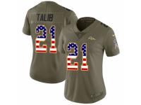 Women Nike Denver Broncos #21 Aqib Talib Limited Olive/USA Flag 2017 Salute to Service NFL Jersey