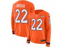 Women Nike Denver Broncos #22 Tramaine Brock Limited Orange Therma Long Sleeve NFL Jersey