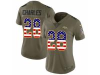 Women Nike Denver Broncos #28 Jamaal Charles Limited Olive/USA Flag 2017 Salute to Service NFL Jersey