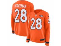 Women Nike Denver Broncos #28 Royce Freeman Limited Orange Therma Long Sleeve NFL Jersey