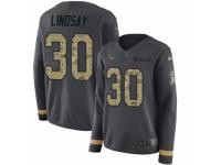 Women Nike Denver Broncos #30 Phillip Lindsay Limited Black Salute to Service Therma Long Sleeve NFL Jersey