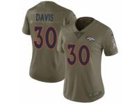 Women Nike Denver Broncos #30 Terrell Davis Limited Olive 2017 Salute to Service NFL Jersey