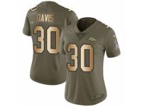 Women Nike Denver Broncos #30 Terrell Davis Limited Olive/Gold 2017 Salute to Service NFL Jersey