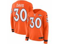 Women Nike Denver Broncos #30 Terrell Davis Limited Orange Therma Long Sleeve NFL Jersey