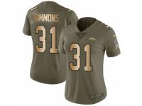 Women Nike Denver Broncos #31 Justin Simmons Limited Olive/Gold 2017 Salute to Service NFL Jersey